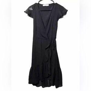 Abercrombie & Fitch Wrap Dress Women's Black Belted Chiffon Wrap Maxi NWT